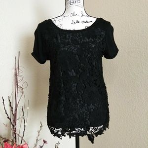Floral Lace Short Sleeve Blouse